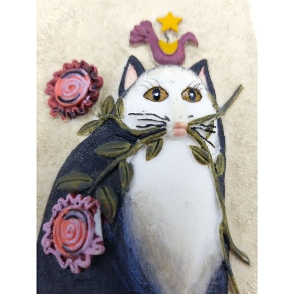 E. Smithson Cat Wall Art Plaque Set - Whimsical Feline Decor With Stars & Flower - Picture 2 of 11